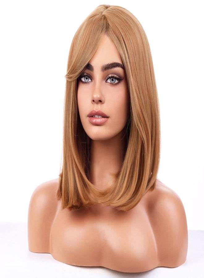 MAGQOO Strawberry Blonde Wig Women Short Straight Strawberry Bob Wig with Side Bangs Halloween Costume Cosplay Wigs - Image 4